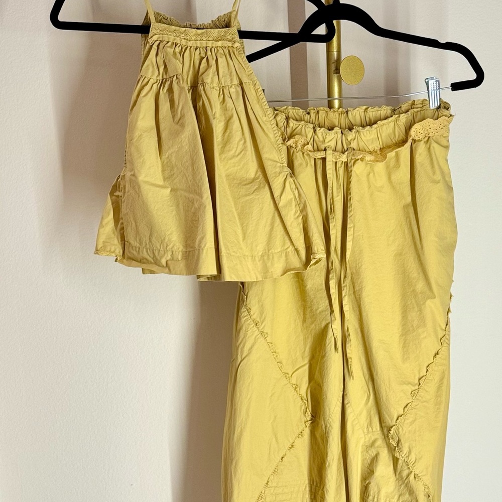Free People mustard Matching Top and Pants Set size small